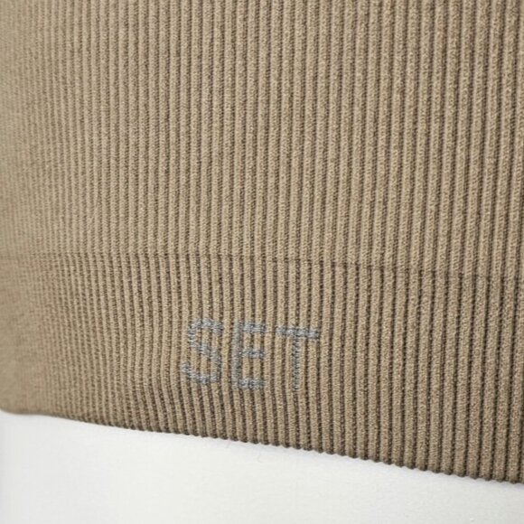 SET Active Womens Ribbed Crop Scoop Neck Tank Top, Tan, Stretch, Athletic Size M - Picture 4 of 7